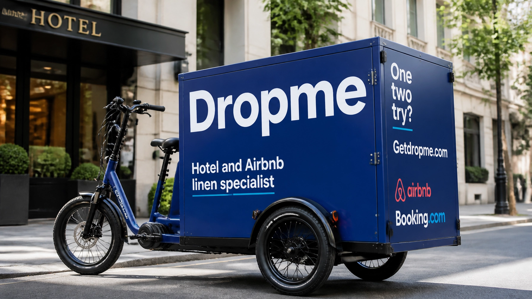 DropMe cargo bike — Hotel and Airbnb linen specialist